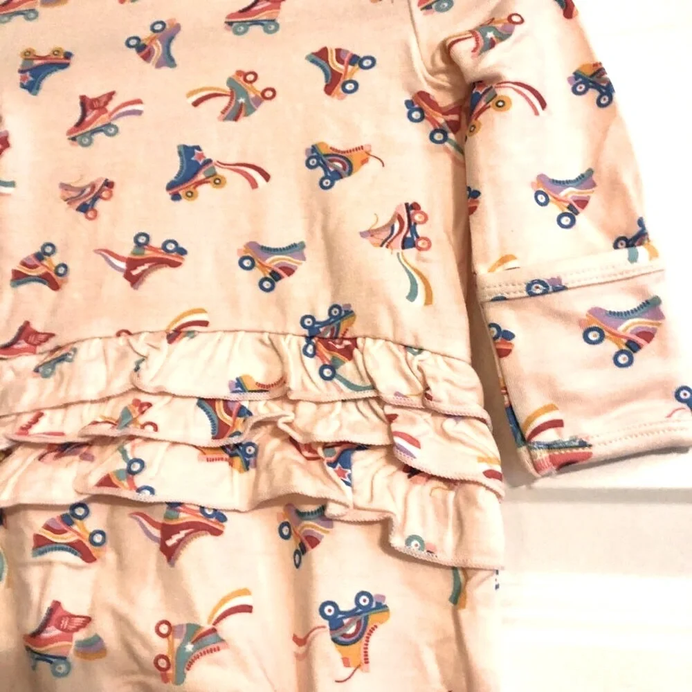 NWT ANGEL DEAR Ruffles & Roller Skates Playsuit 1-Pc Zip-up Pink 0-3 Months